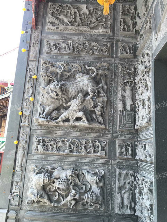 中式墻面石雕浮雕圖片